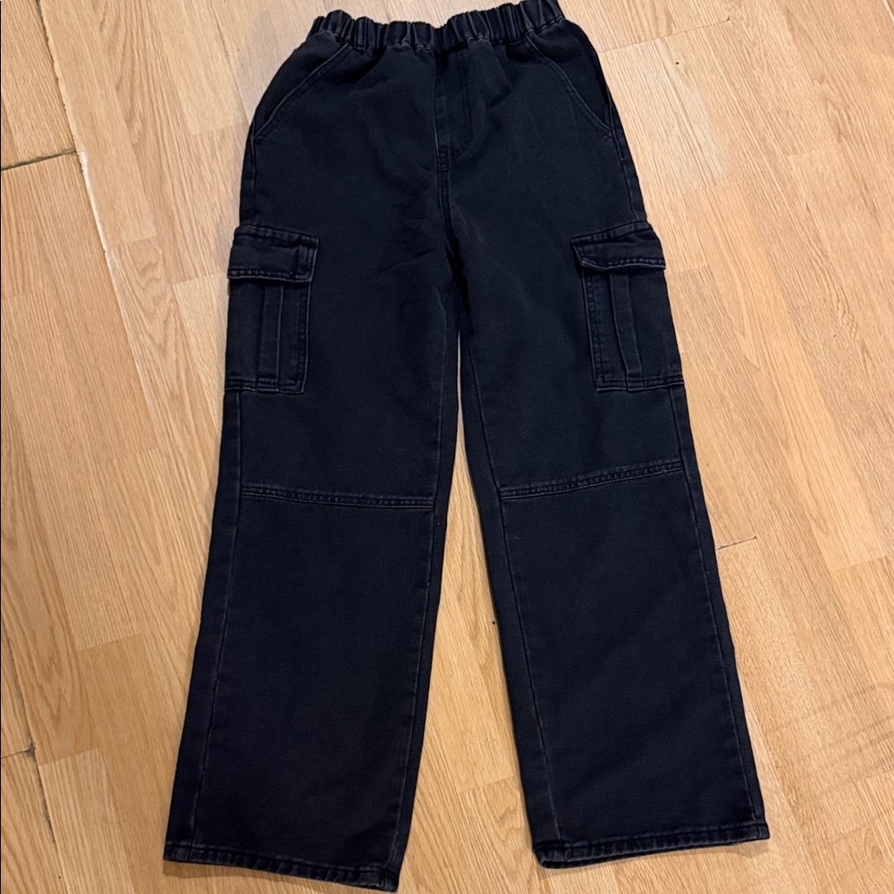 Kids Black Cargo Pants